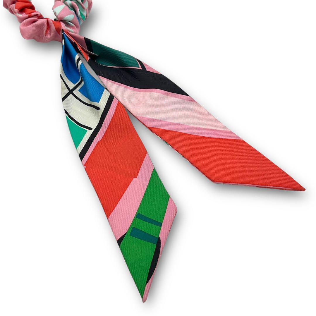 【美品】HERMES ベッラ シュシュ シルク ヘアアクセサリー マルチカラー