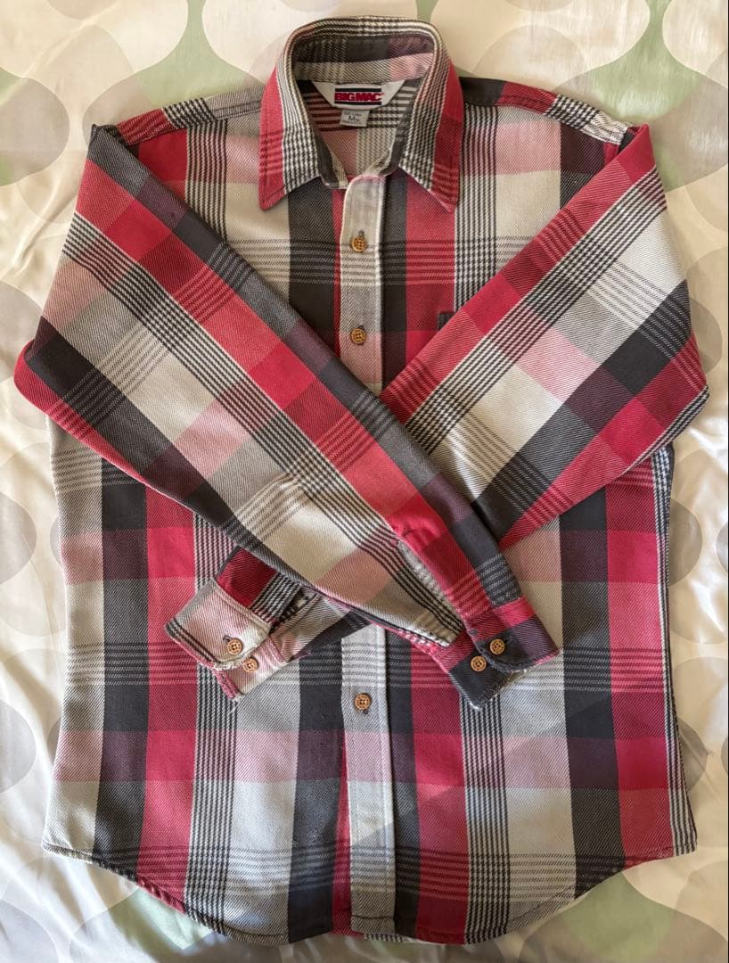 好配色 80s BIGMACビンテージ ネルシャツ オンブレ チェック USA製