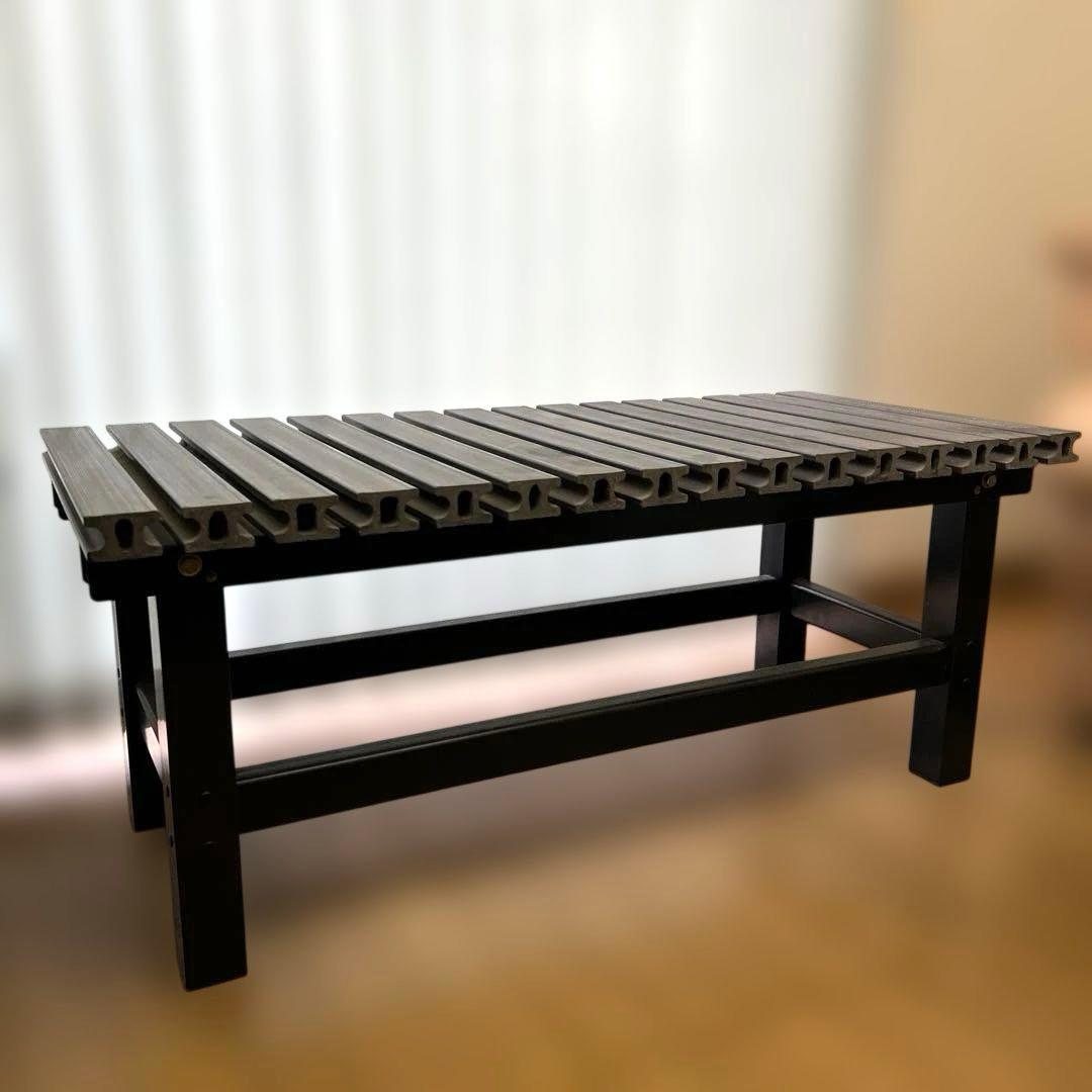 人工樹脂デッキ　庭ガーデニング踏み台　階段　洗車　ブラックW1m D45cm