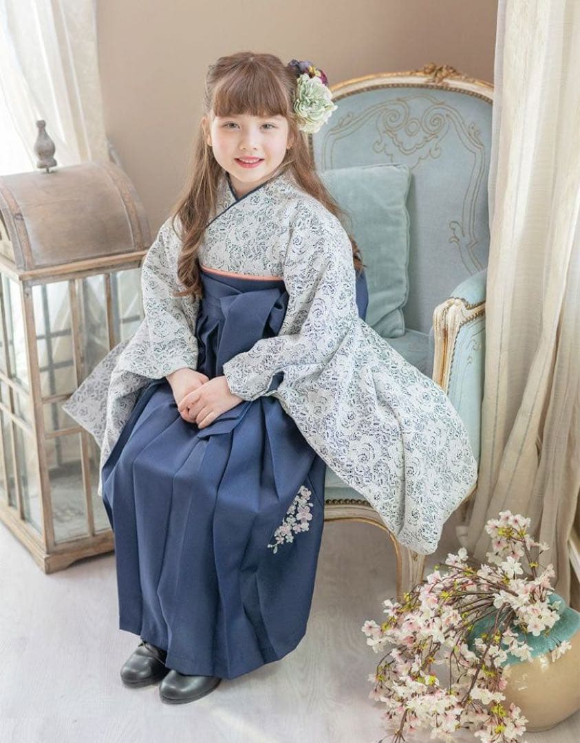 キャサリンコテージ 洗える 着付け簡単レース着物と袴セット 卒業式 150cm