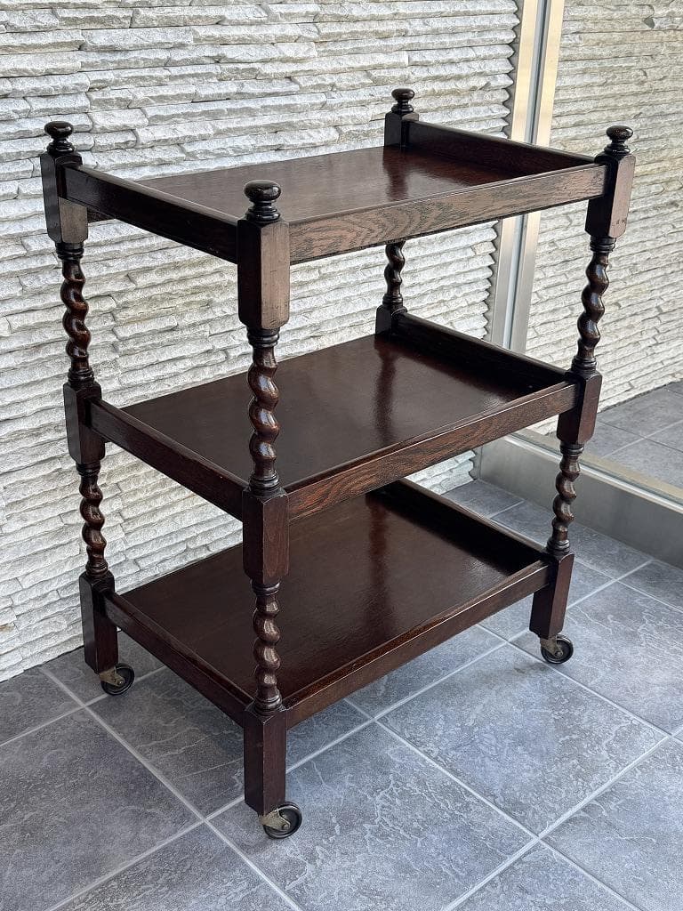 売約済み　英国　アンティーク トローリー メンテナンス済み　オーク材 ワゴン