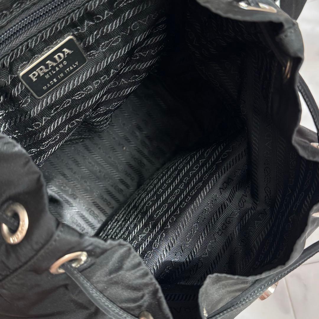 PRADA リュック　三角ロゴ　テスートナイロン　シルバー金具　黒　ユニセックス