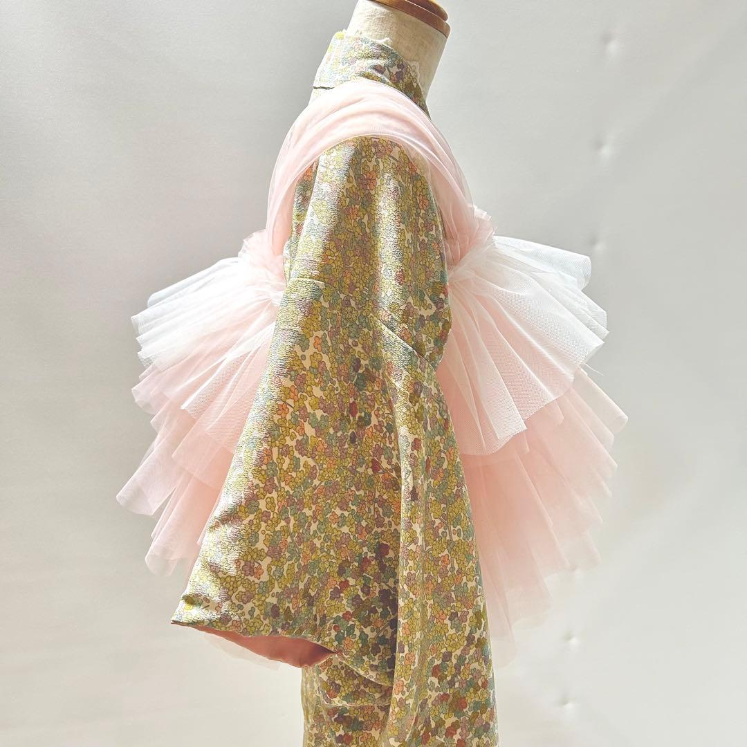 被布エプロン【桜ピンク】チュール被布　被布ドレス　七五三　3歳着物