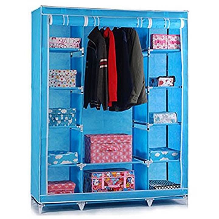 送料込み！BIG クローゼット 目隠し カーテン 付き アクアブルー