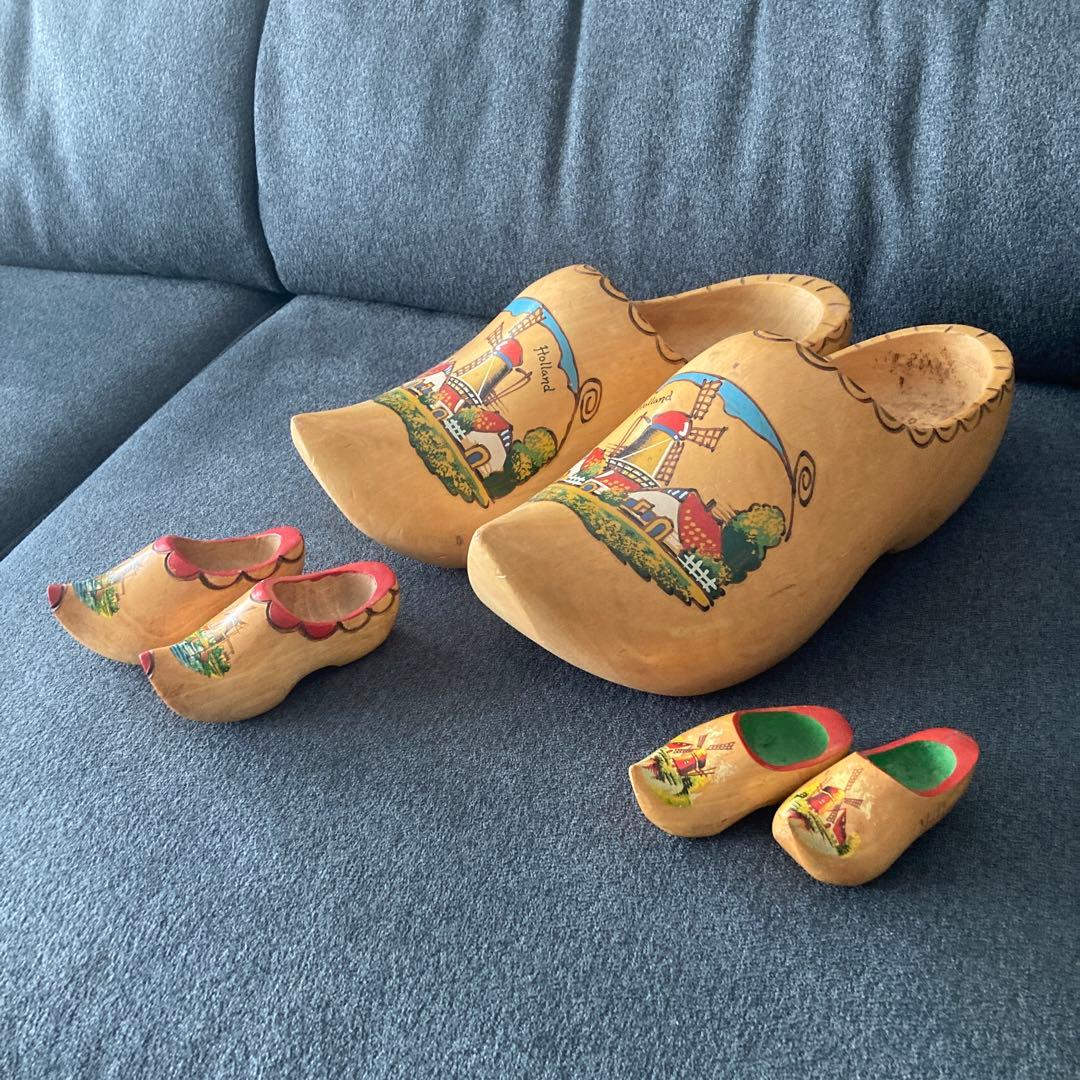 オランダ　大きな木靴1点と小さな木靴2点　インテリア