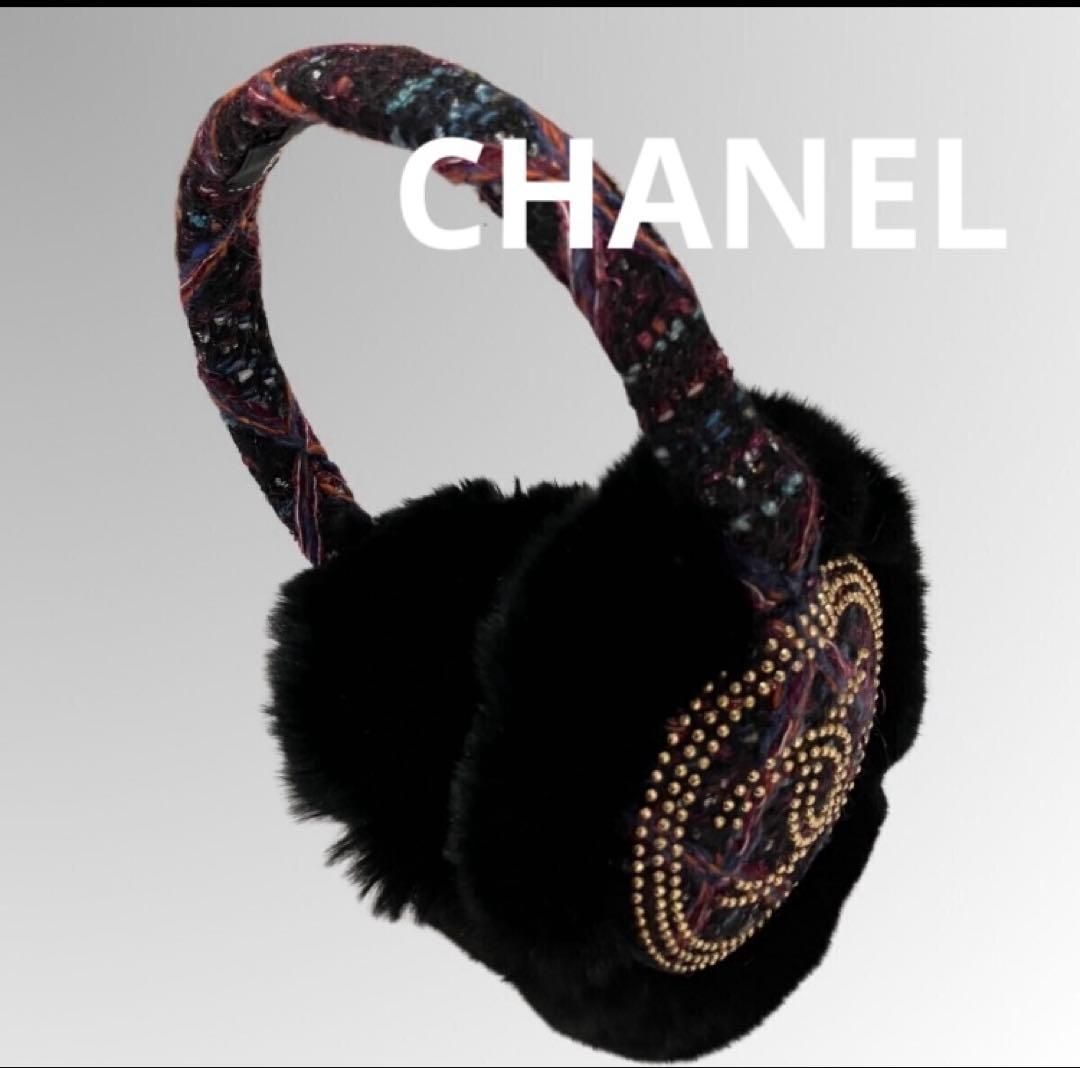 極美品CHANEL／シャネル／デカコ コ／ココマーク／スタッズ／イヤーマフ