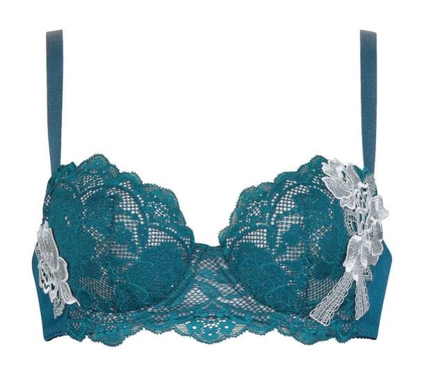 ワコール ルジェ ブラジャーC75 &ショーツL　緑白レーススワロ