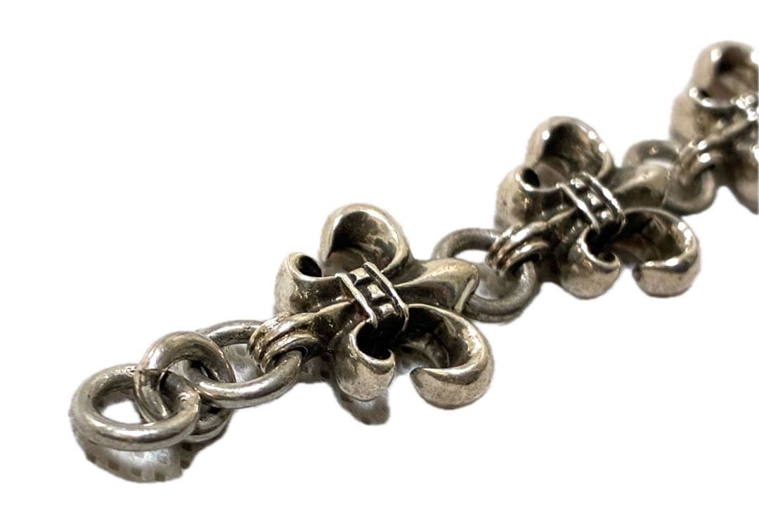 シルバー925 チェーンブレスレット　フレア　ユリ　百合紋章　カットアウト