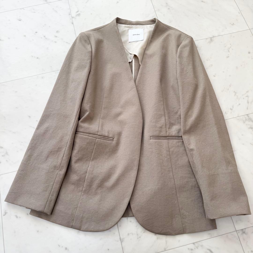 【美品】Spick&Span スピックアンドスパン パンツスーツ ノーカラー