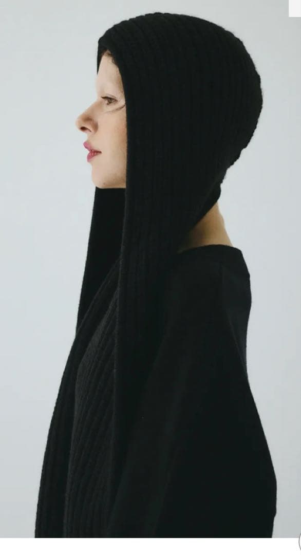今期　ヘリンドットサイ　Knit muffler cap ブラック　試着のみ