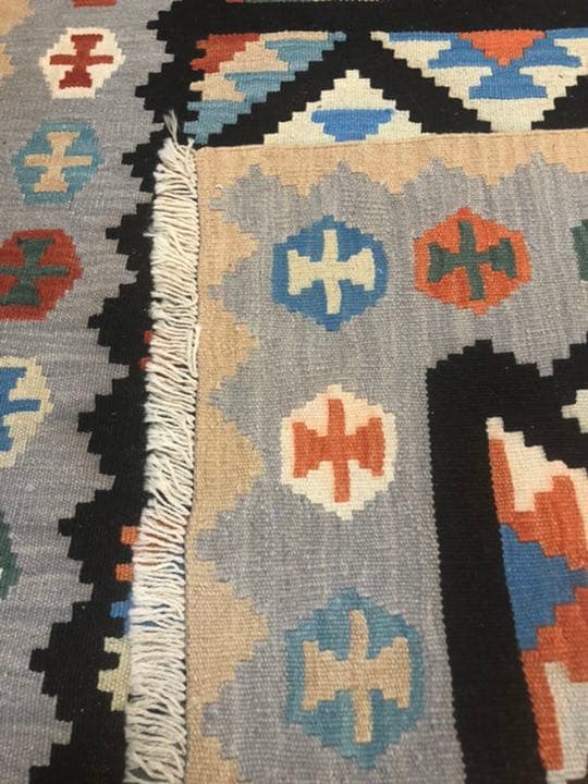 新品　キリムラグ　手織り　草木染め