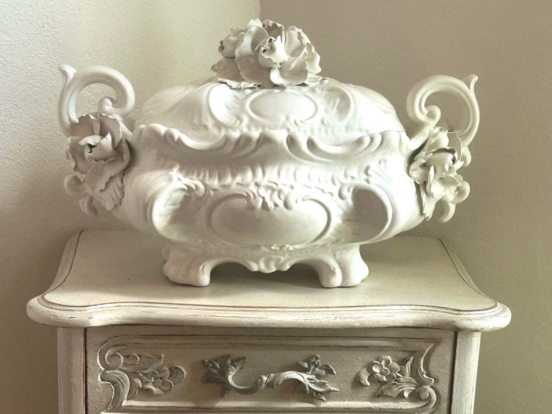 【希少特価】 フランス　アンティーク　ジャルディニエール　陶器製　蓋付き