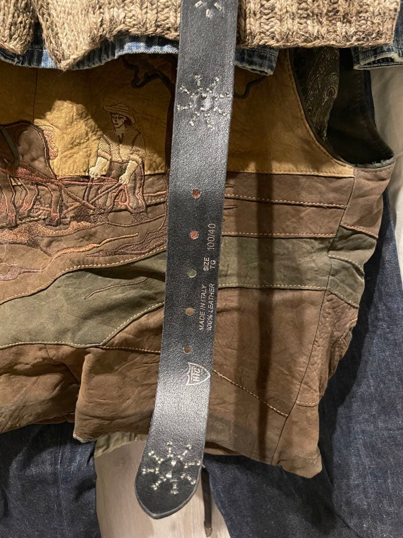 新品輸入品HTC スタッズ付き黒レザーベルトセット34