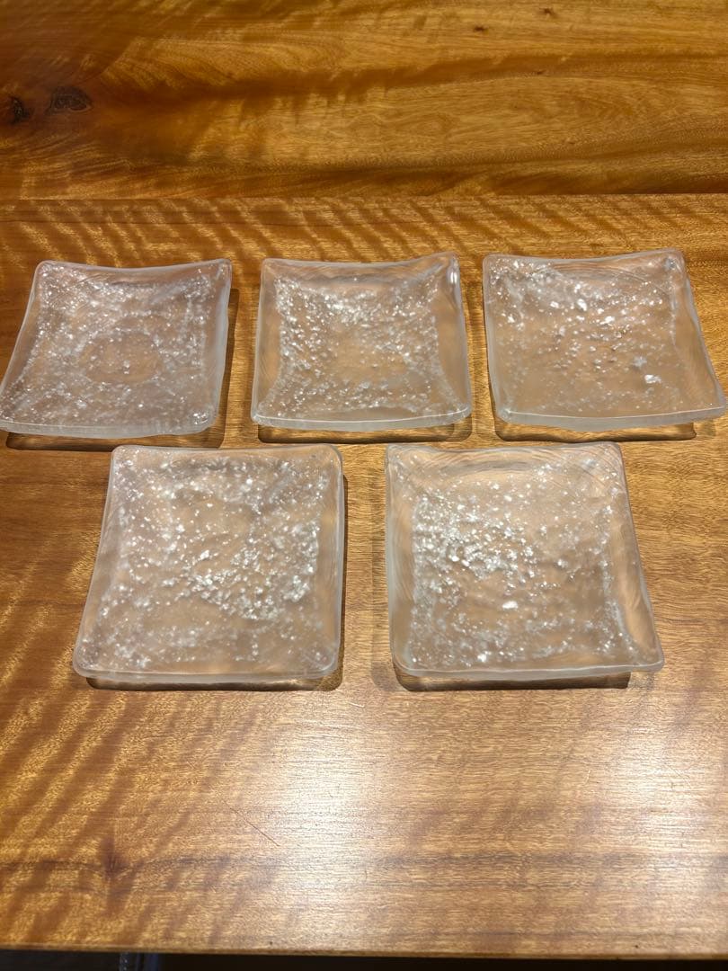 藤田喬平　手吹きガラス　四方皿　5枚セット