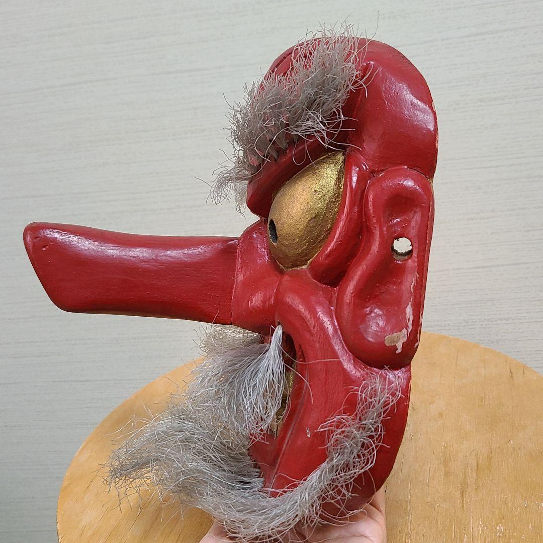 天狗面　木彫　お面　神楽　天狗