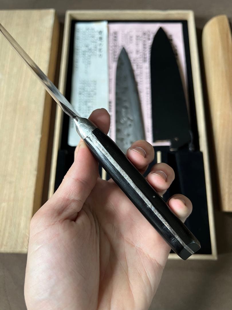 出刃包丁藤原照康ー杉本ー鍔屋-3本セット木鞘付き