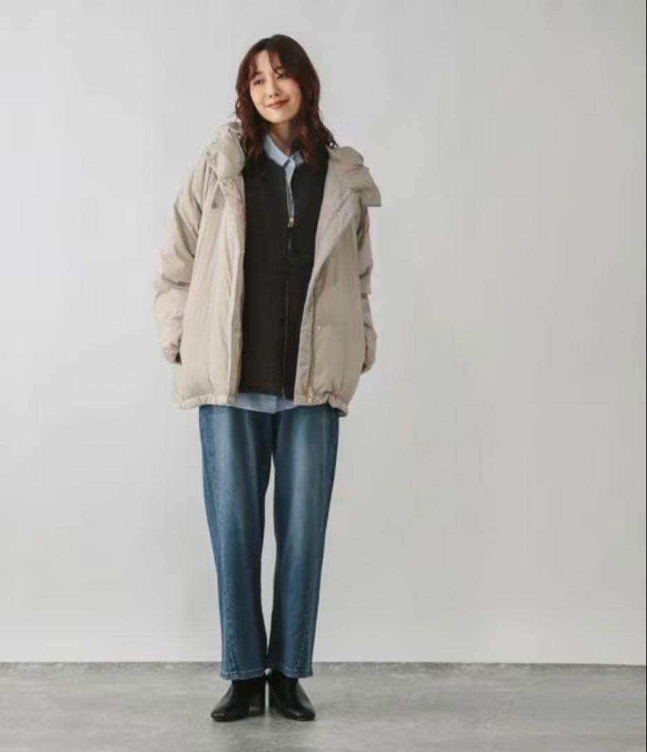 GLOBAL WORK エアリュクスダウンフードブルゾン　ベージュ　XL