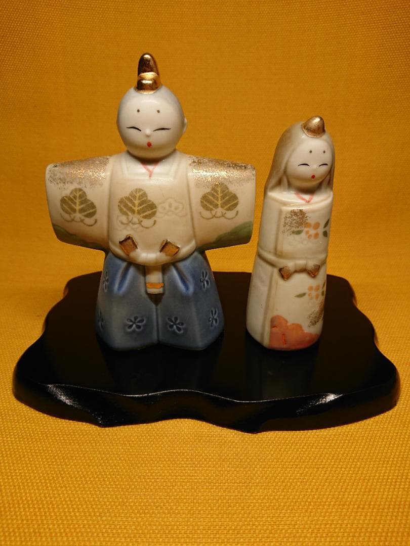 【美品】人形　ひな祭り　陶器　金彩　置物　インテリア　工芸品　美術品　A1253