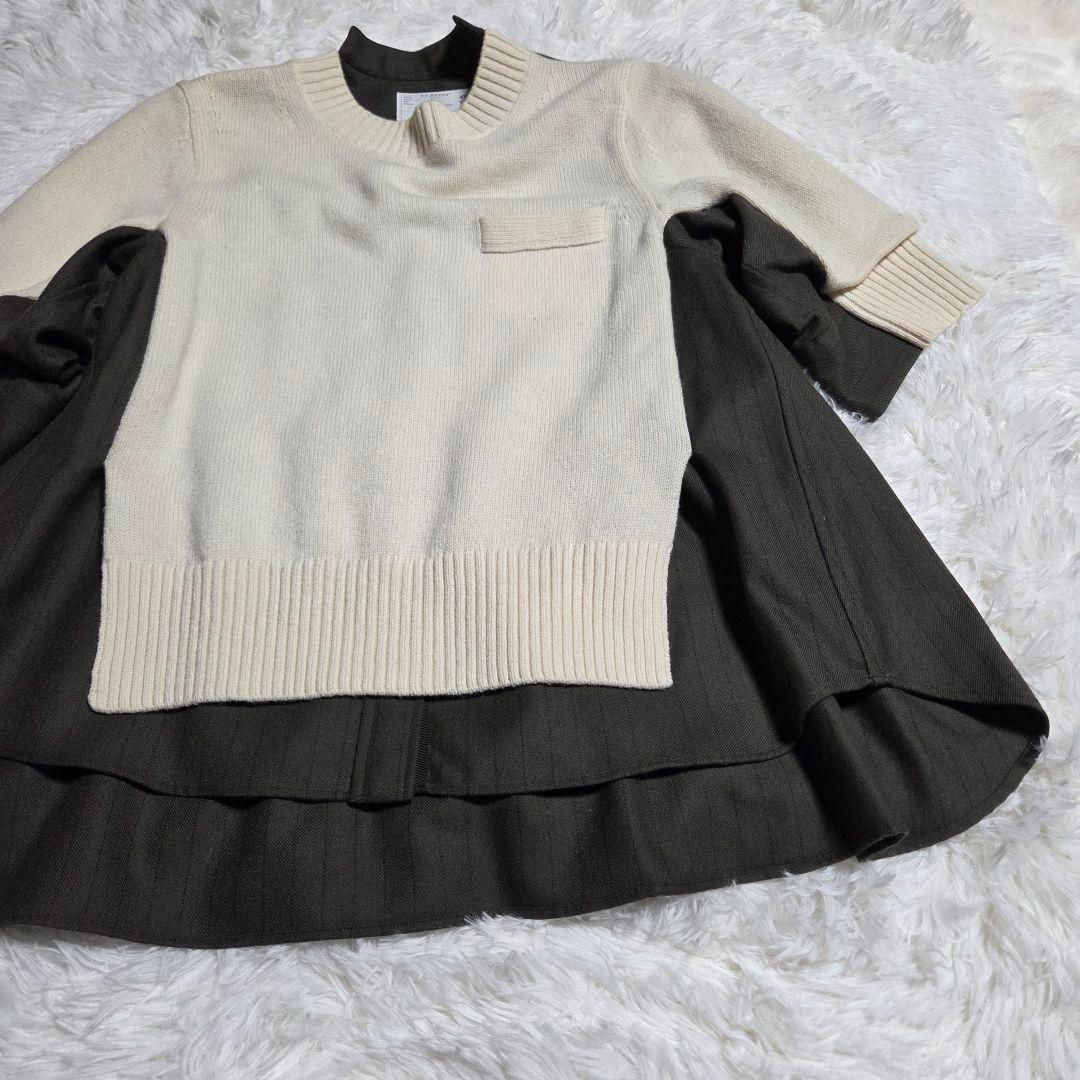 新品　sacai Wool Knit ドッキングニット