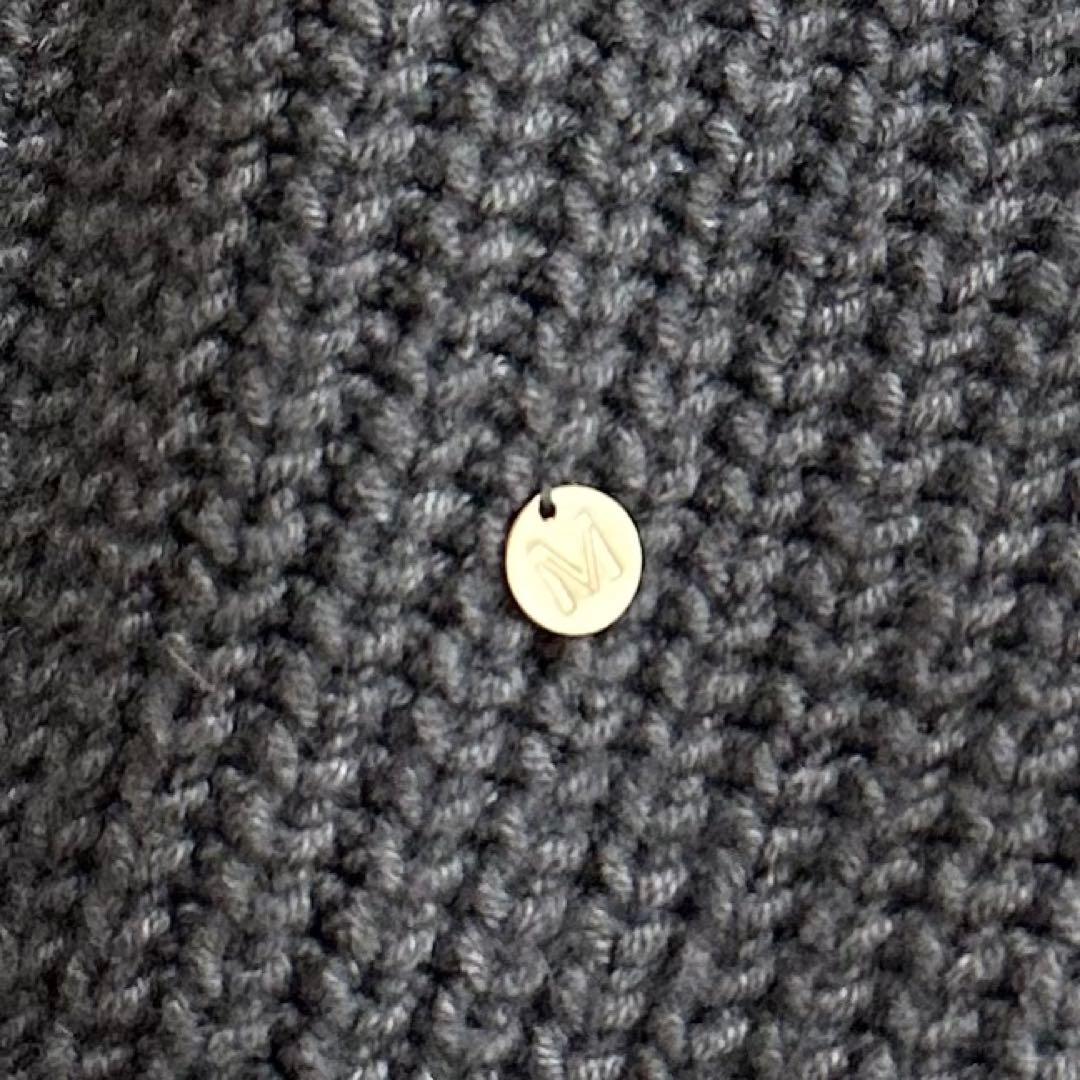 美品 MUVEIL パール袖 ケーブル編み ニット セーター Vネック 38