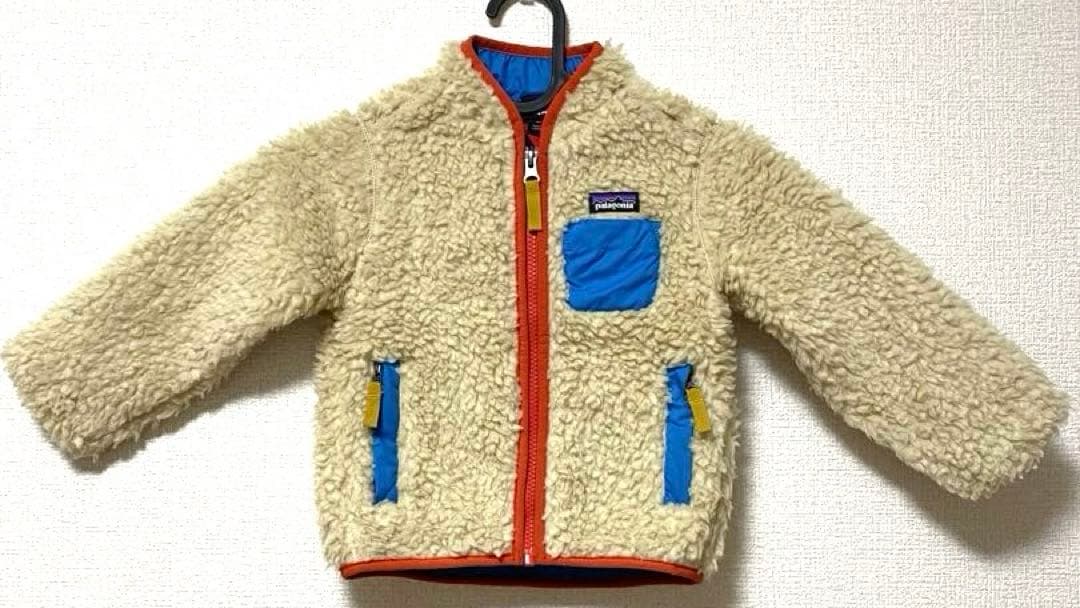 patagonia フリースジャケット ベージュ/青/オレンジ　２Ｔ