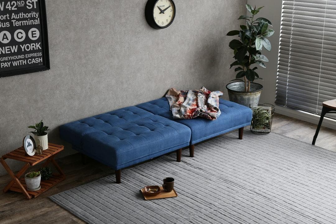 Colton リクライニング式ソファベッド 分割式　デニムカラー