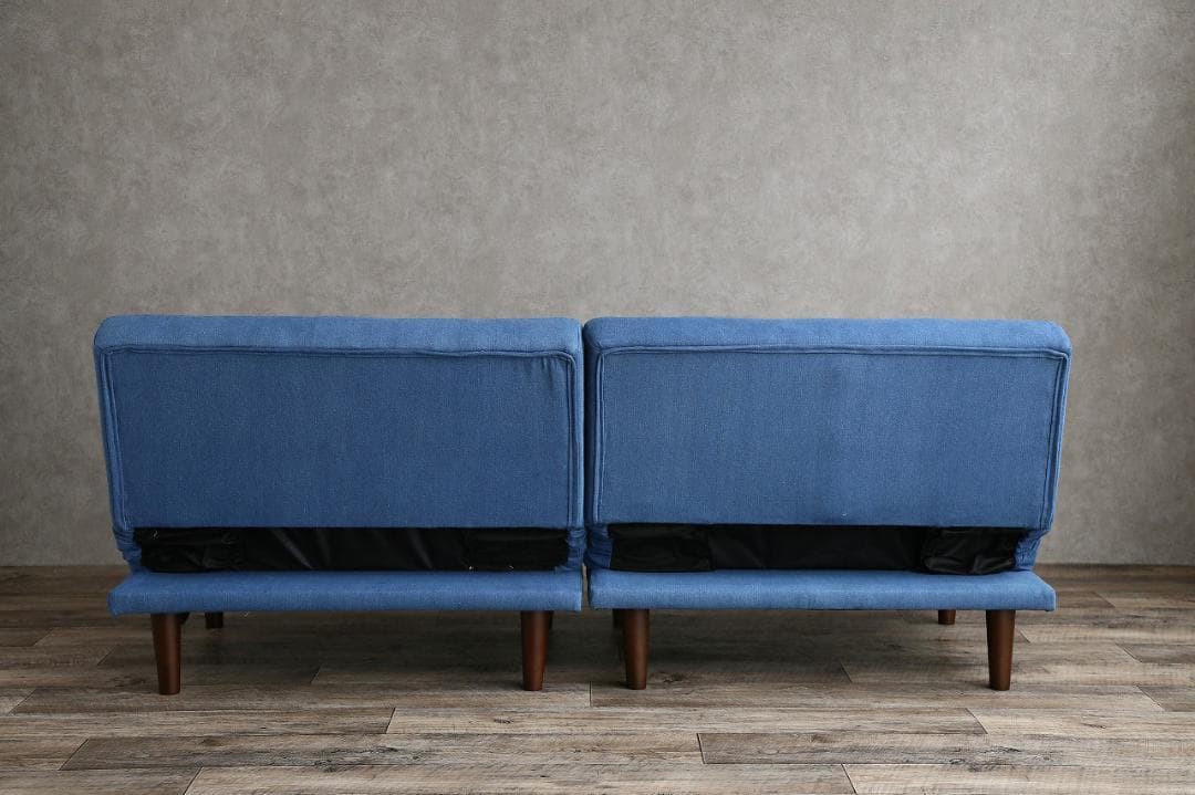 Colton リクライニング式ソファベッド 分割式　デニムカラー