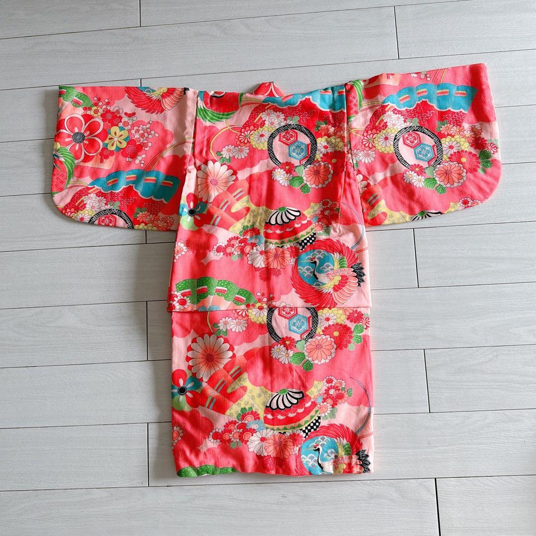 七五三　手縫い　レトロ　アンティーク　3歳用　着物　女児　女の子