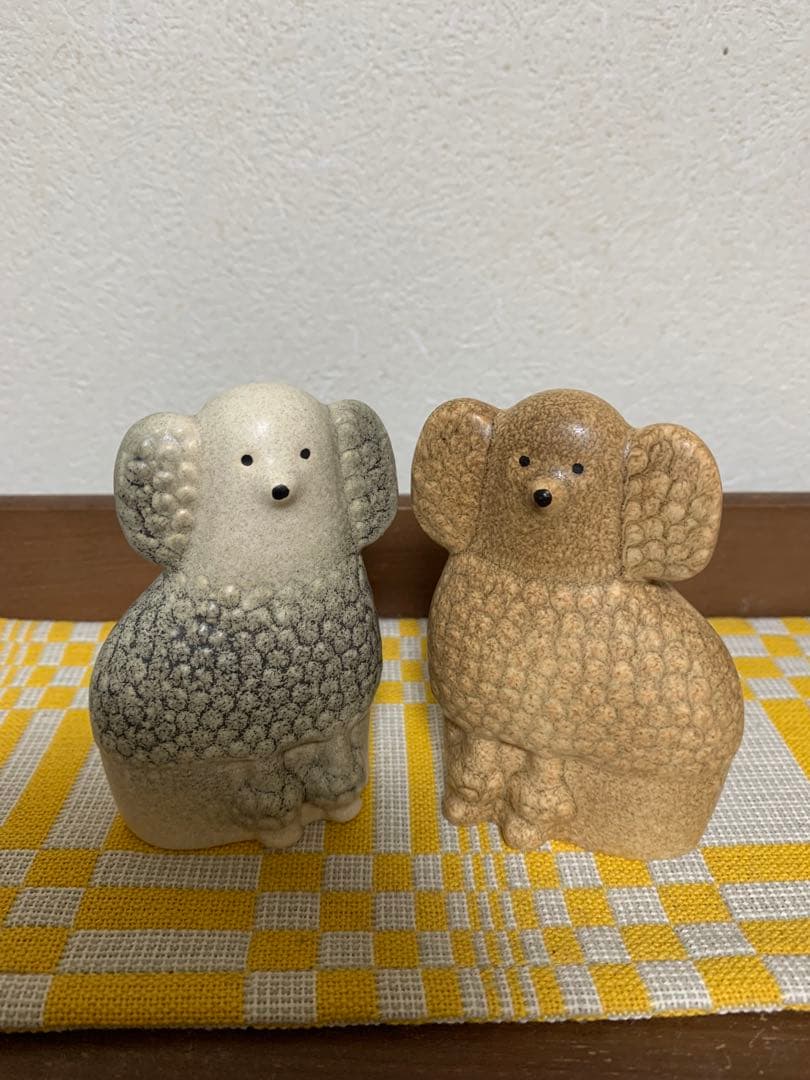 リサラーソン LisaLarson プードル　ペア　グレー&ブラウン