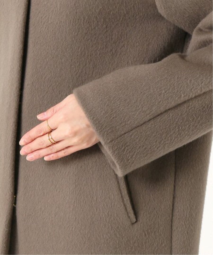 【美品】IENA ラムウールノーカラーコート　38 グレージュ