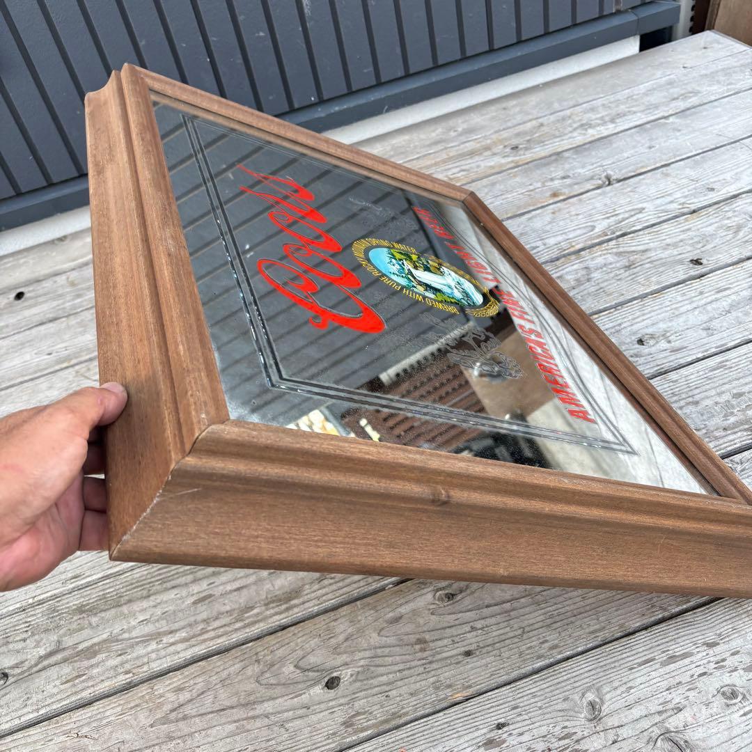 Coorsクアーズ ライトビール 木製枠パブミラー 照明付きミラーサイン 看板