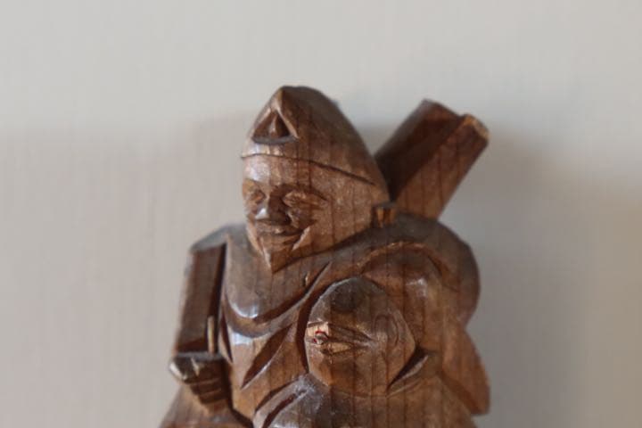 小さな木彫り恵比寿様　木彫　恵比寿　古道具