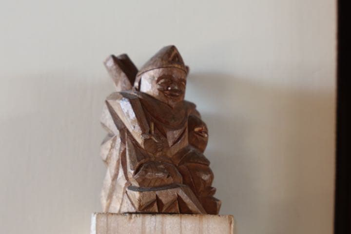 小さな木彫り恵比寿様　木彫　恵比寿　古道具