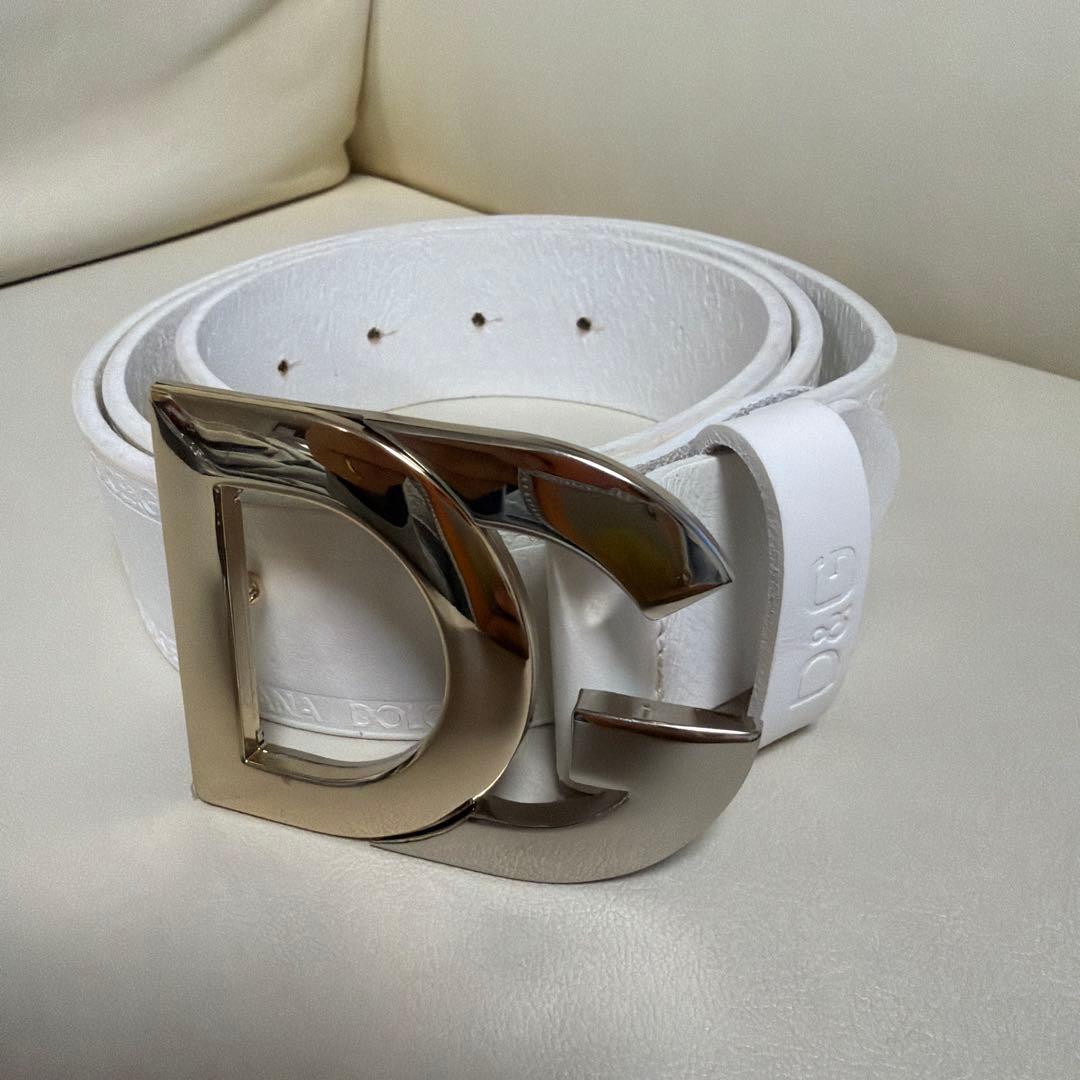美品✨D&G ホワイトレザーベルト