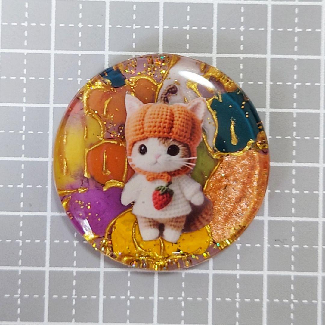 レジン　猫　手書き　ヘアゴム　ブローチ　ポニーフック　No.237