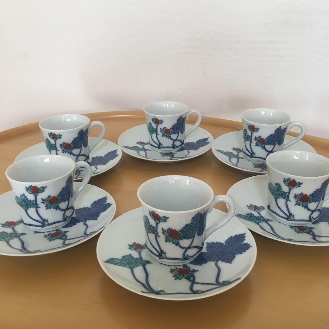 有田焼　今右衛門　錦苺絵デミタス6客