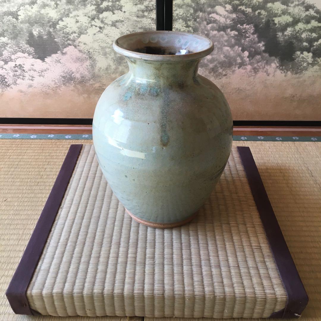 花瓶　釉薬　美術工芸品　敷台畳付き　蔵出し　壺　美品