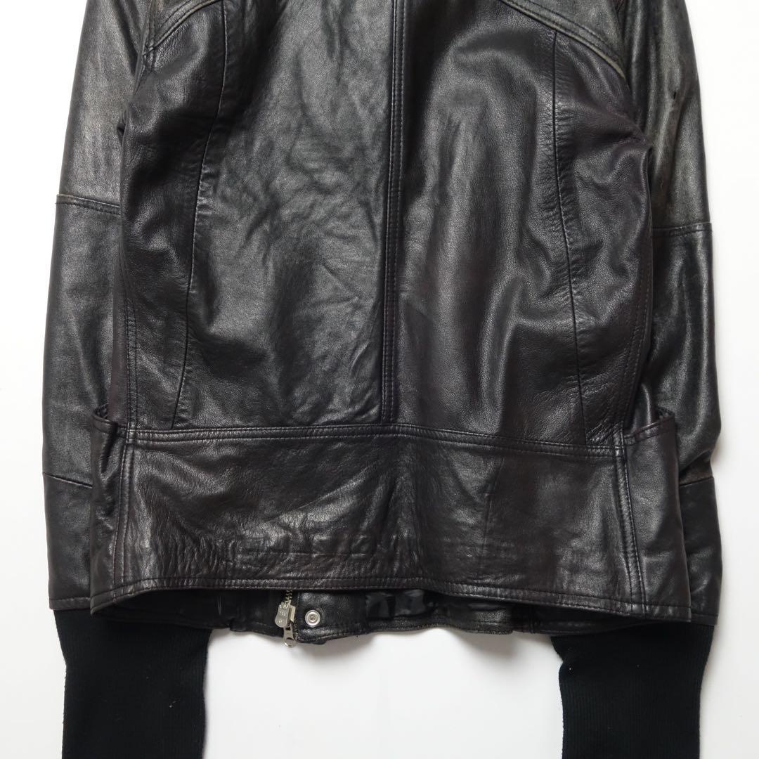 High Neck Leather Riders Jacket Ekam 変形