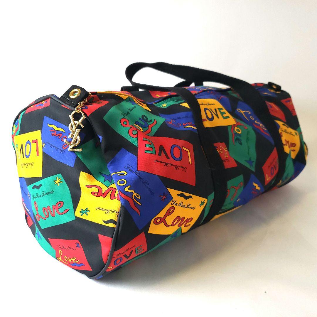 美品 サンローラン ドラムバック LOVE柄 ヴィンテージ ゴールド金具