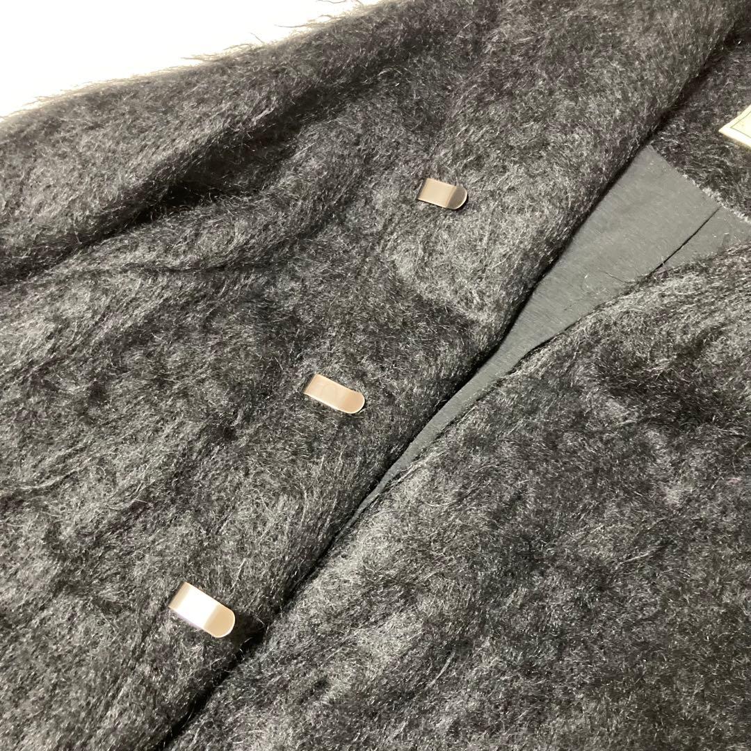 ジビラ✨シャギー マキシ丈 ロングコート　フード　黒　毛足長　スーパーロング