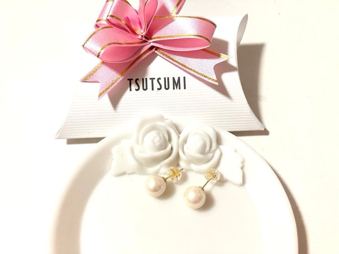 TSUTSUMI パールスタッドピアス ポストK18刻印 パール約8mm