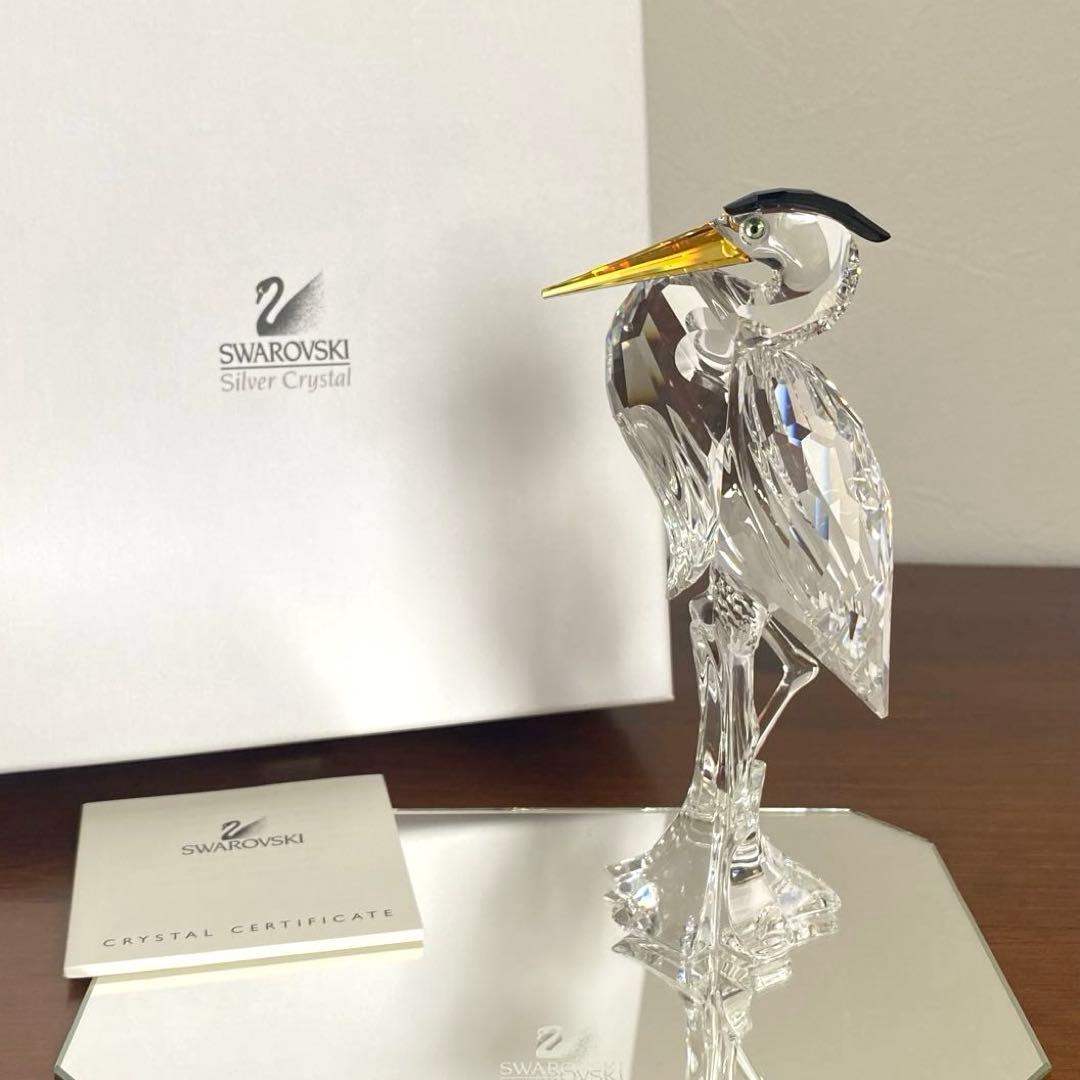【訳あり】SWAROVSKI スワロフスキー クリスタル サギ 置物