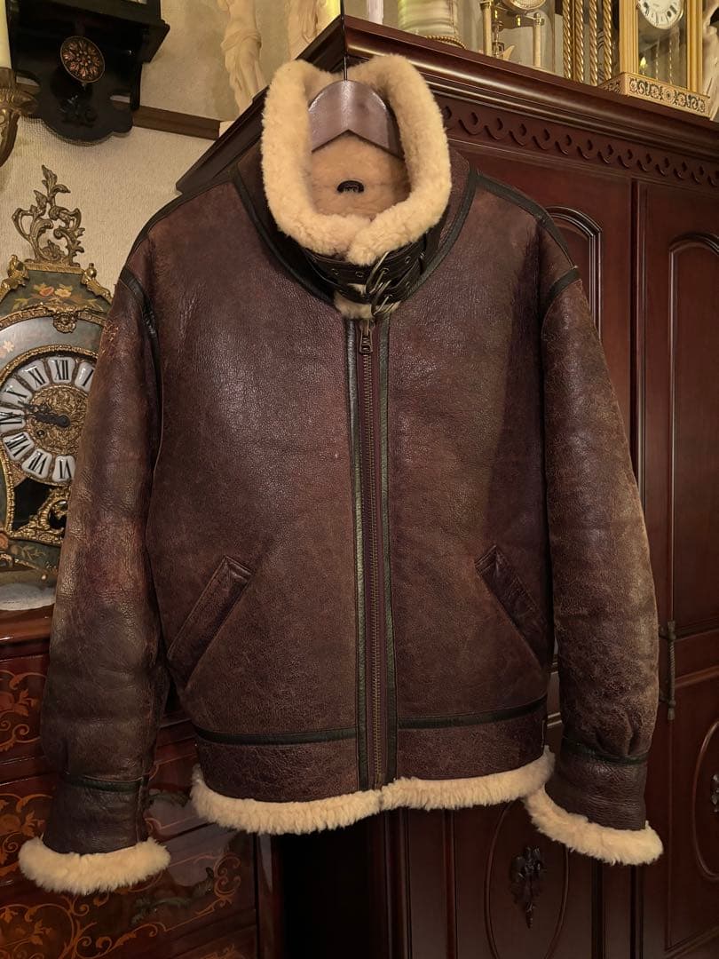 WINDARMOR B-3 本革 ボンバージャケット ブラウン ムートン M