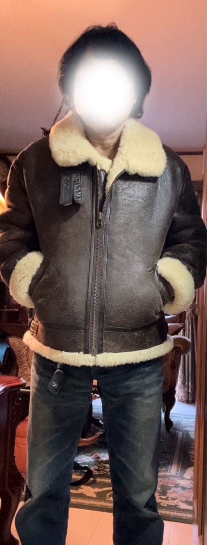 WINDARMOR B-3 本革 ボンバージャケット ブラウン ムートン M