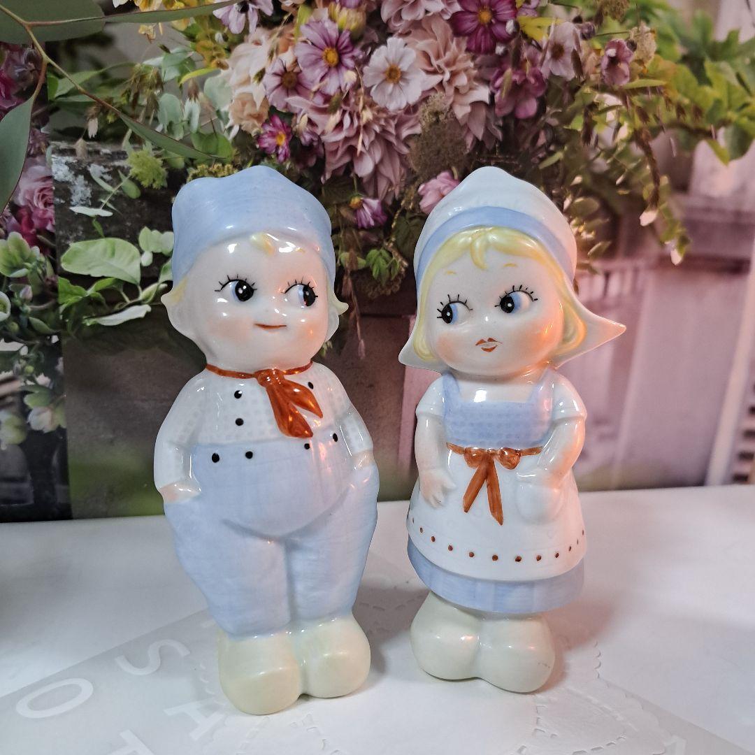 リンドナー可愛い陶器の男の子と女の子の人形セット 約15cm