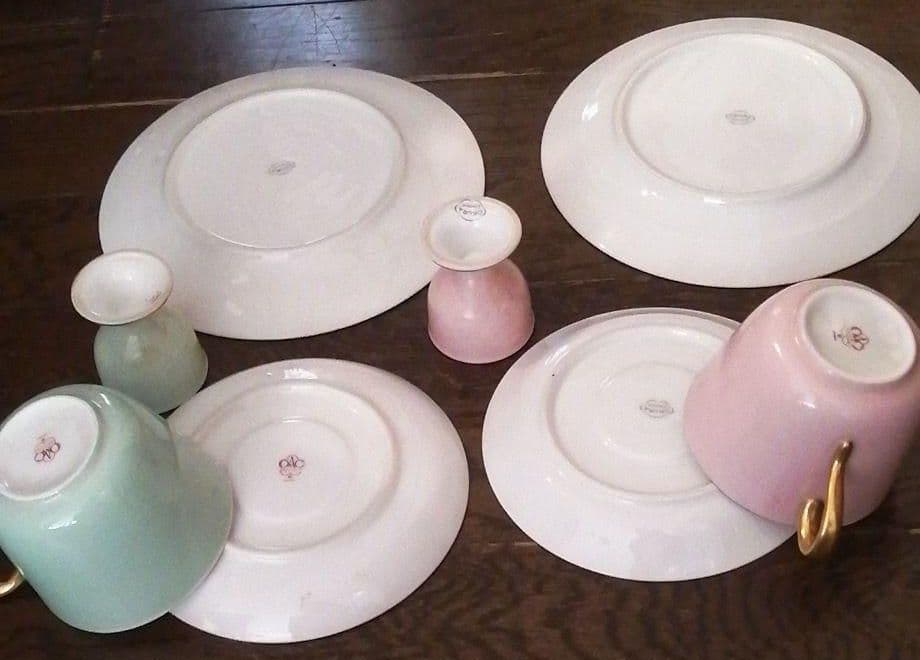 大倉陶園　ペアモーニングセットとエッグスタンド