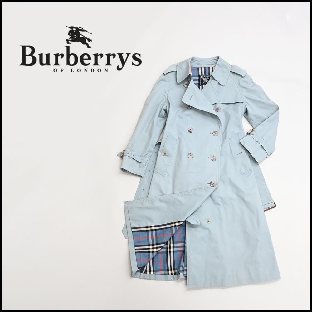 47957★年 バーバリーズ ノバチェック トレンチコート ライトブルー*