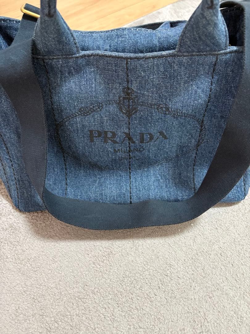 PRADA デニム トートバッグ ダークブルー