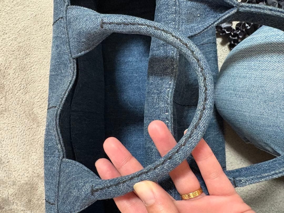 PRADA デニム トートバッグ ダークブルー