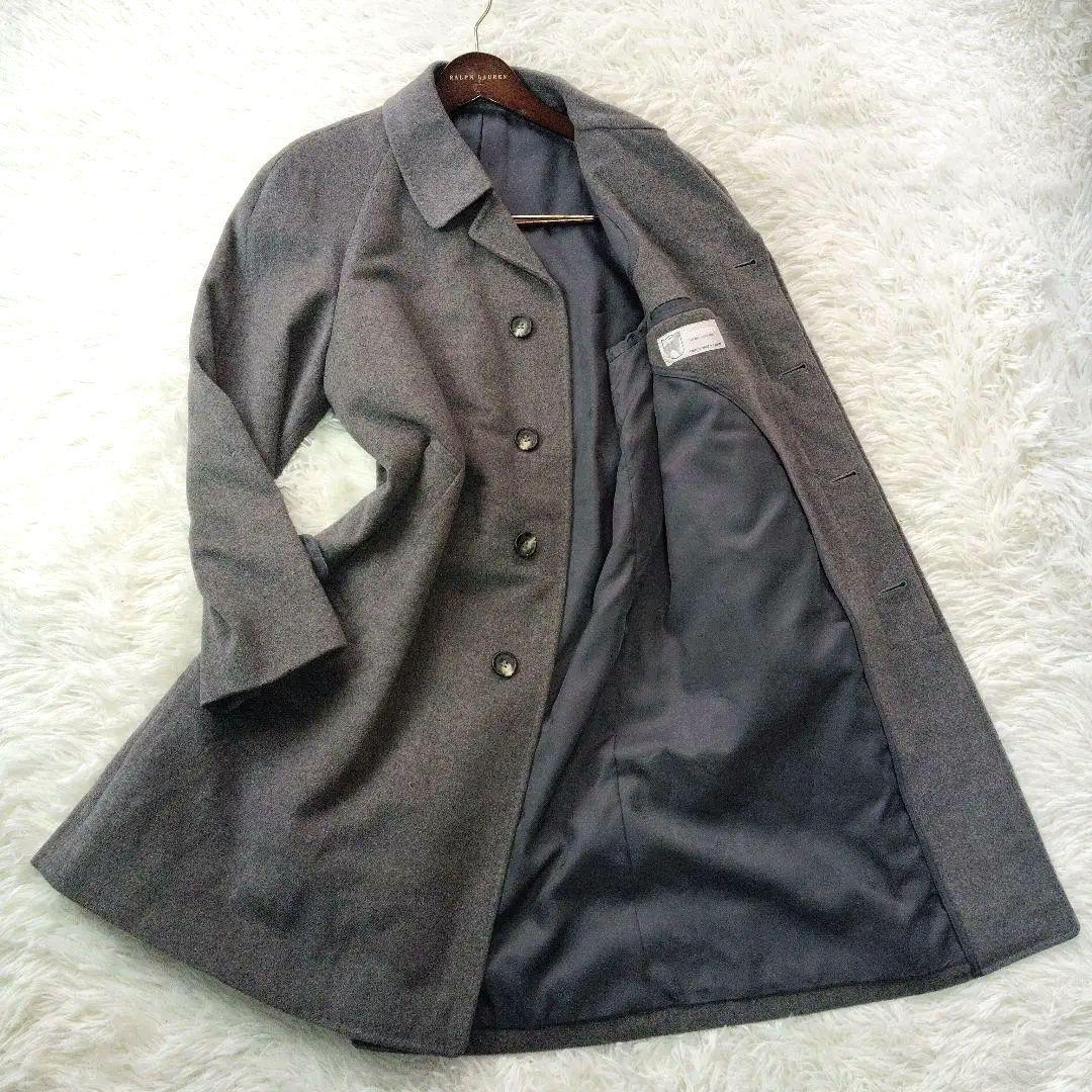【カシミヤ100%】バルマカーンコート♧グレー　ラグランスリーブ　大きいサイズ